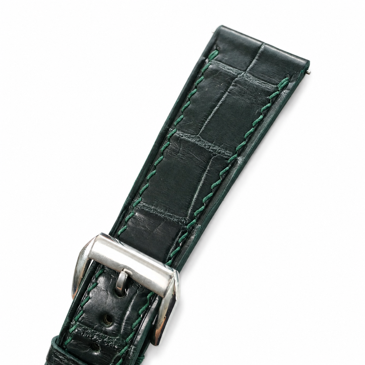 Midnight Forest Green Alligator Leather Watch Strap - Handmade