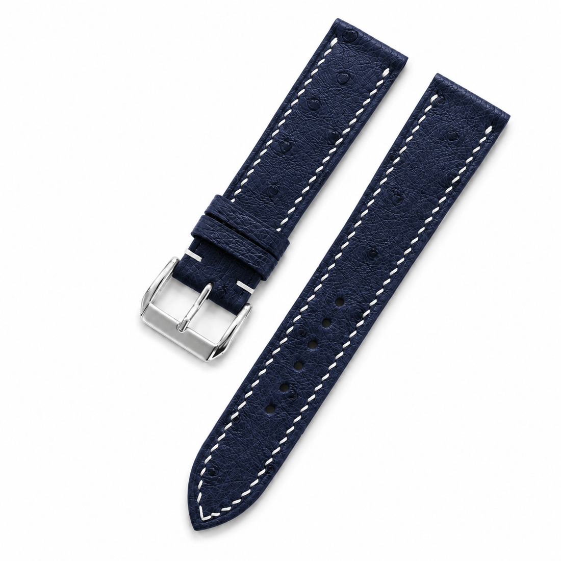 Midnight Navy Ostrich Leather Watch Strap - Handmade