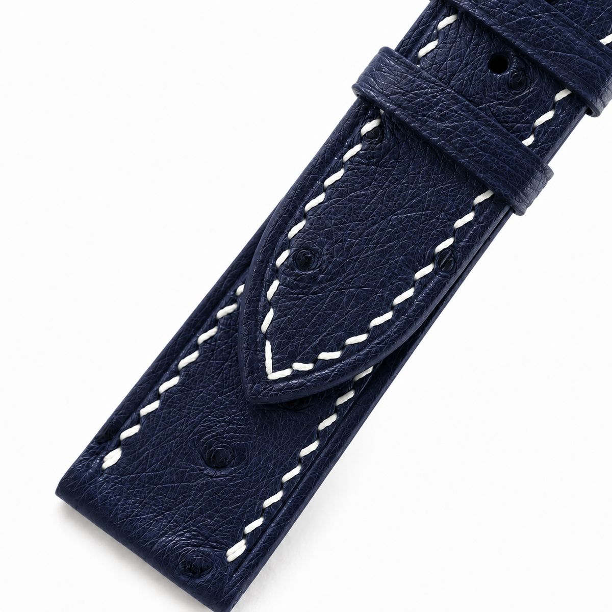 Midnight Navy Ostrich Leather Watch Strap - Handmade