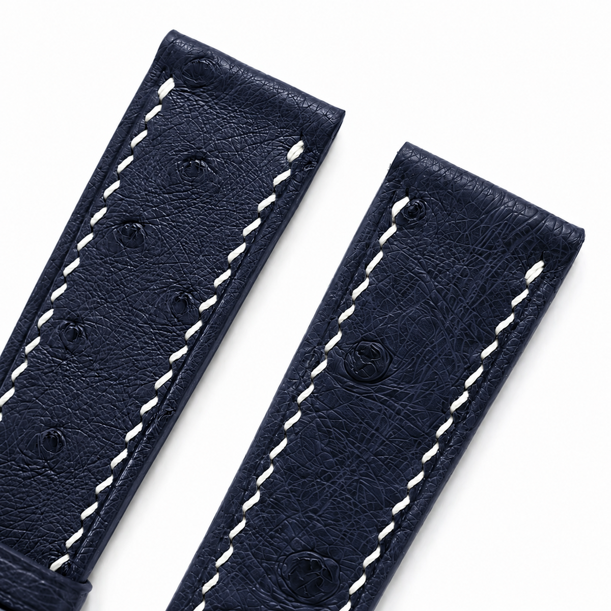 Midnight Navy Ostrich Leather Watch Strap - Handmade