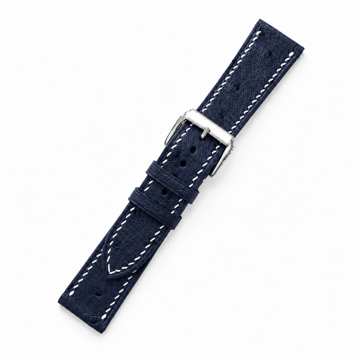 Midnight Navy Ostrich Leather Watch Strap - Handmade