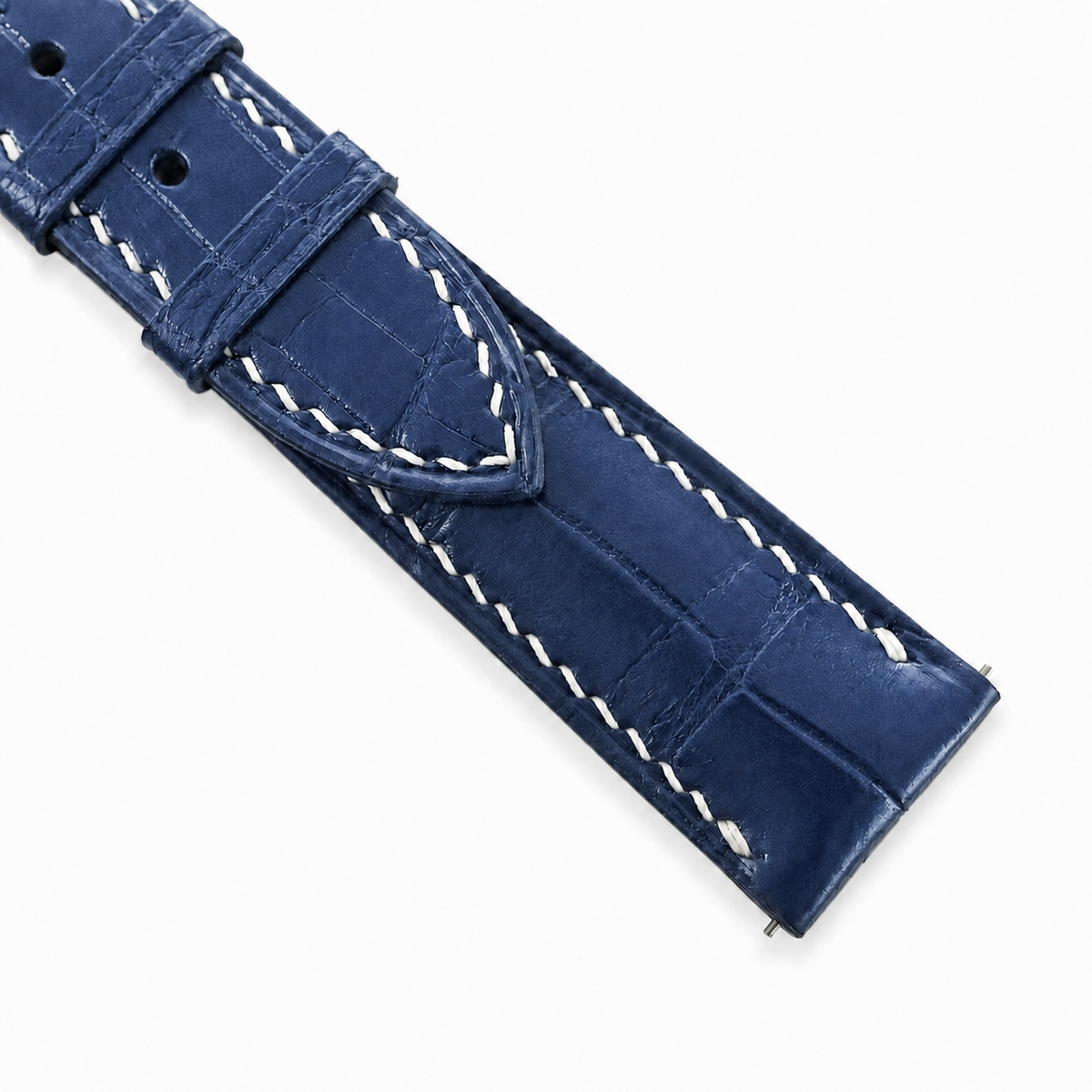 Navy Alligator Leather Watch Strap - Handmade