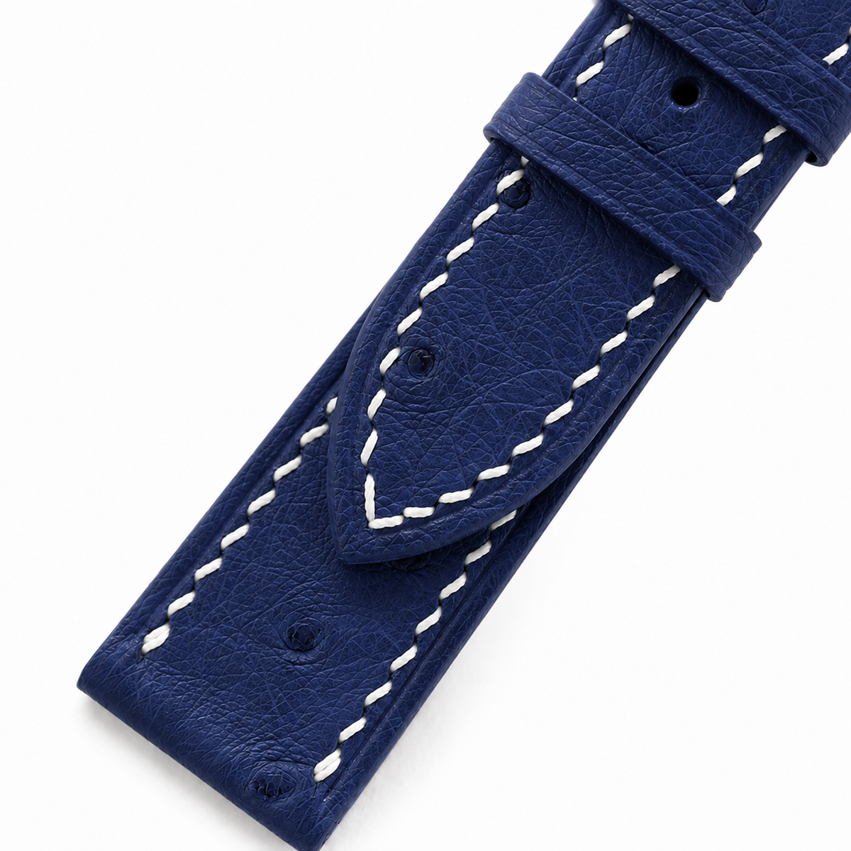 Navy Ostrich Leather Watch Strap - Handmade