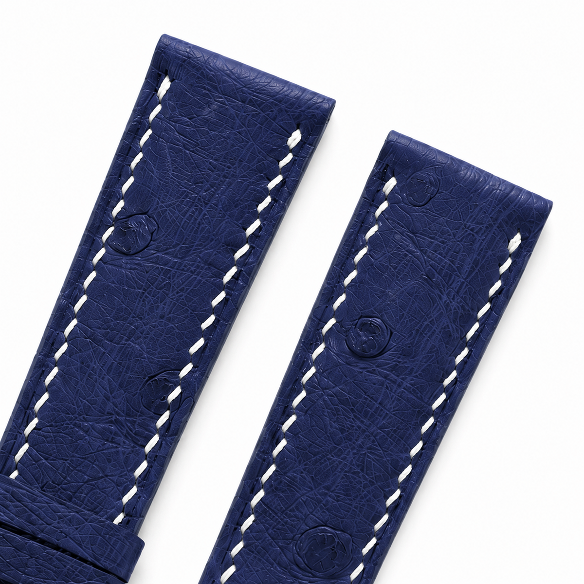 Navy Ostrich Leather Watch Strap - Handmade