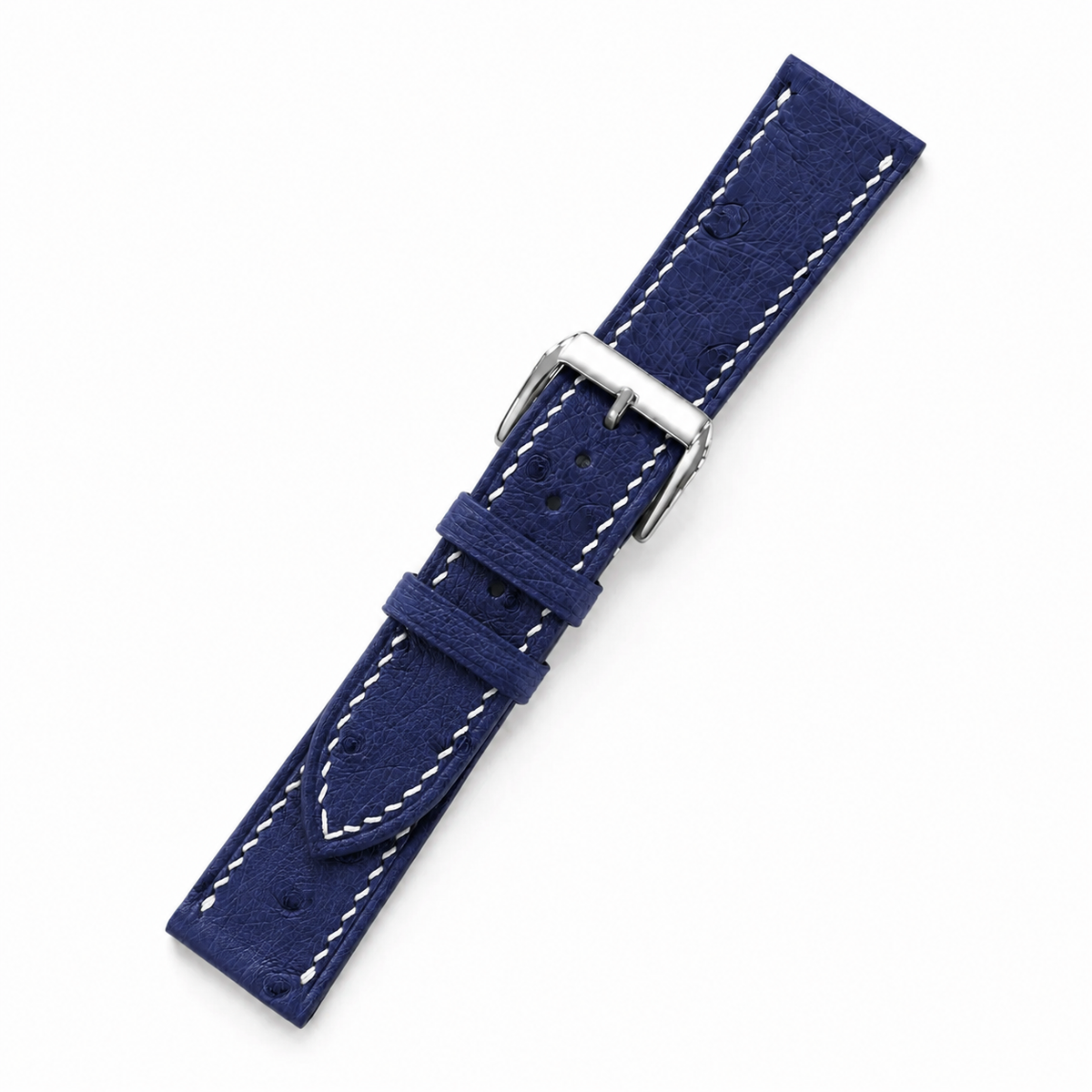 Navy Ostrich Leather Watch Strap - Handmade