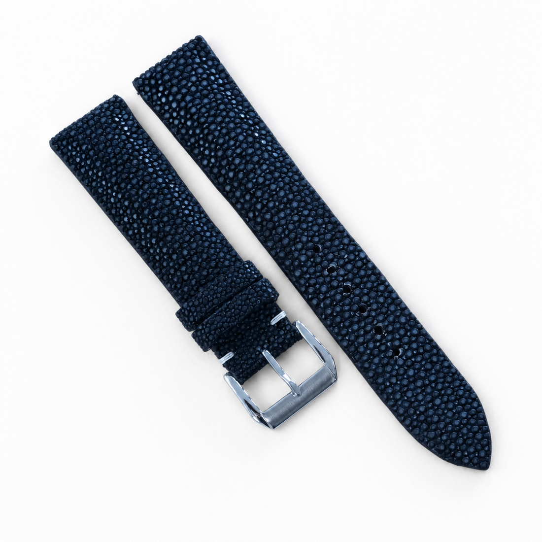 Navy Stingray Leather Watch Strap - Handmade