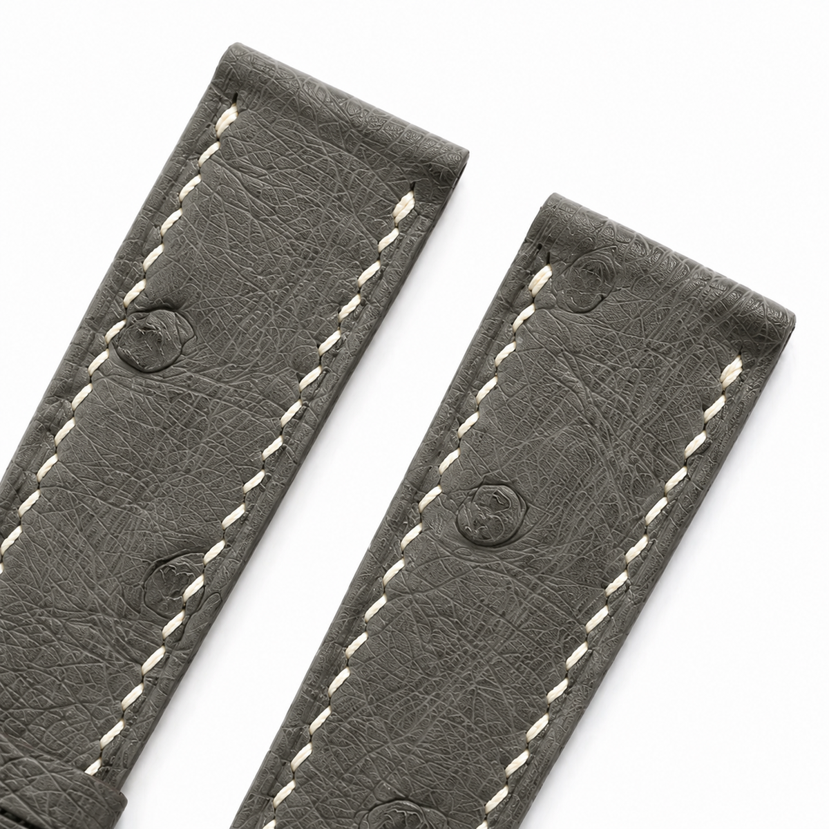Olive Gray Ostrich Leather Watch Strap - Handmade