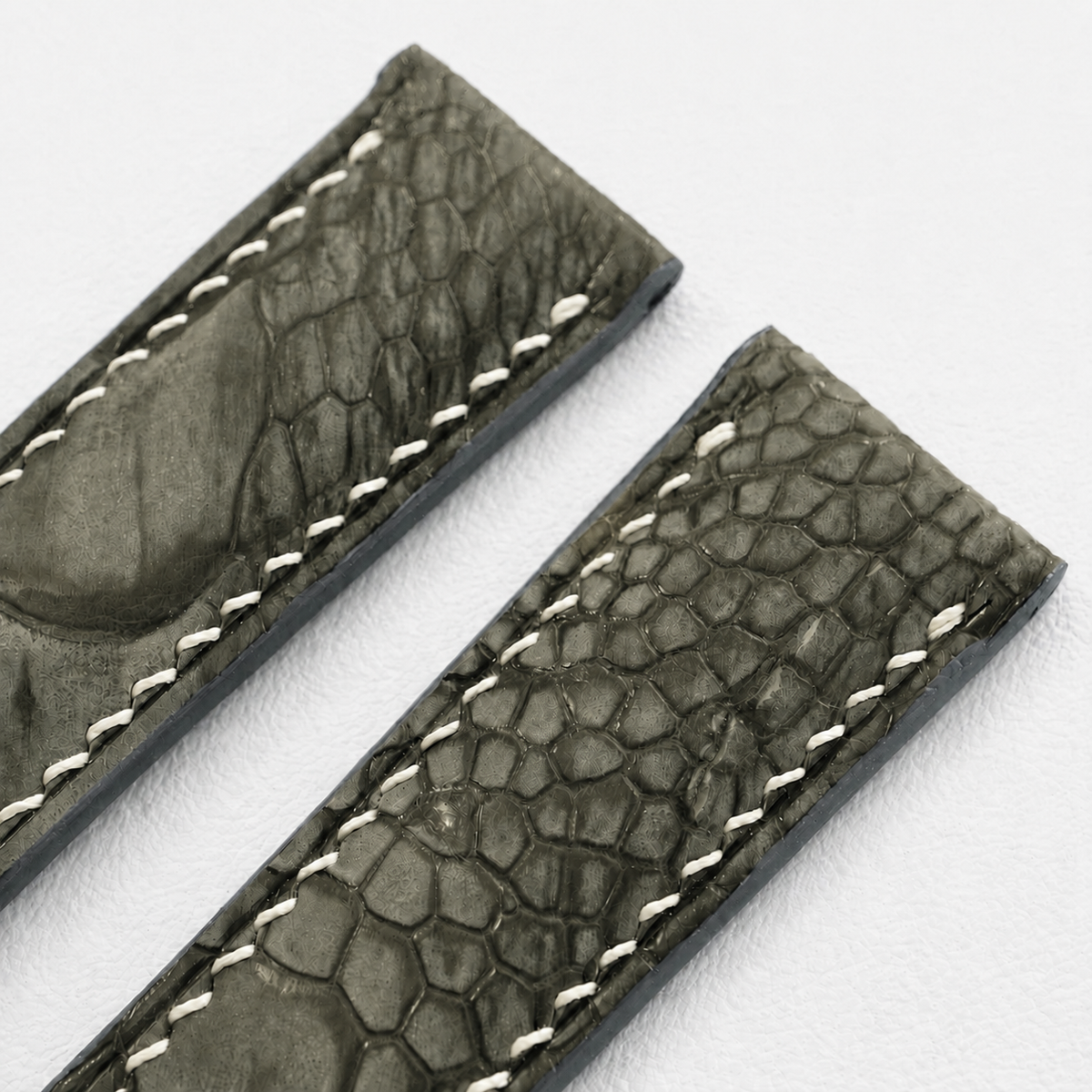 Olive Ostrich Leather Watch Strap - Handmade