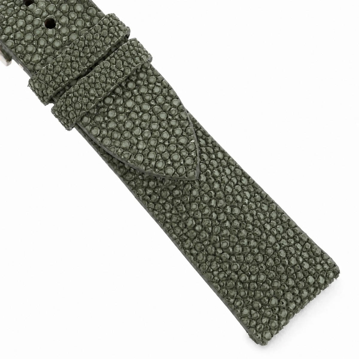 Olive Stingray Leather Watch Strap - Handmade