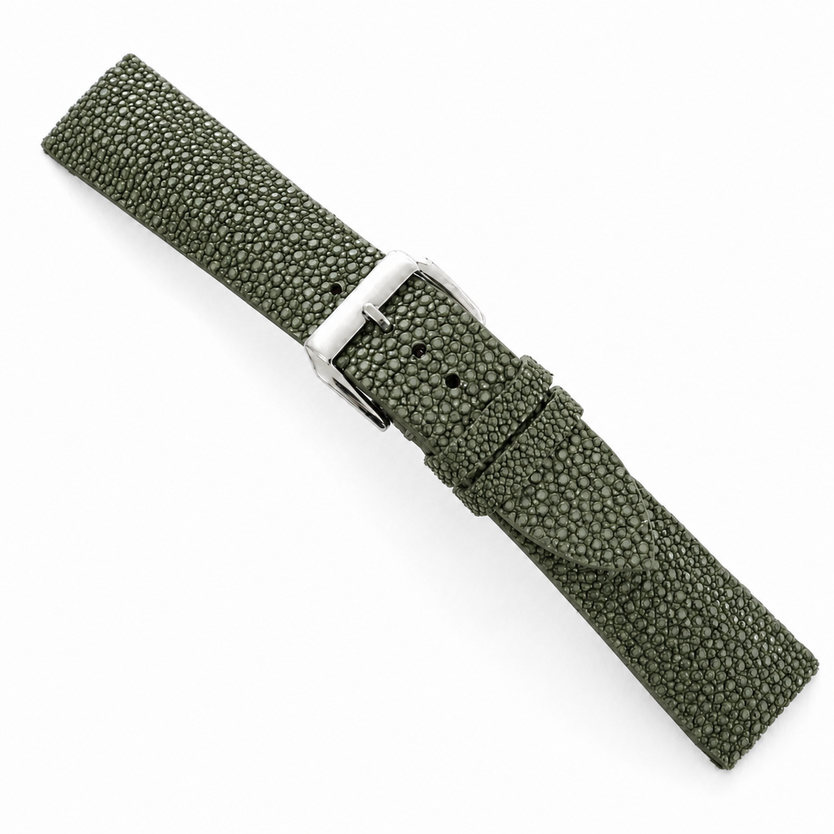 Olive Stingray Leather Watch Strap - Handmade