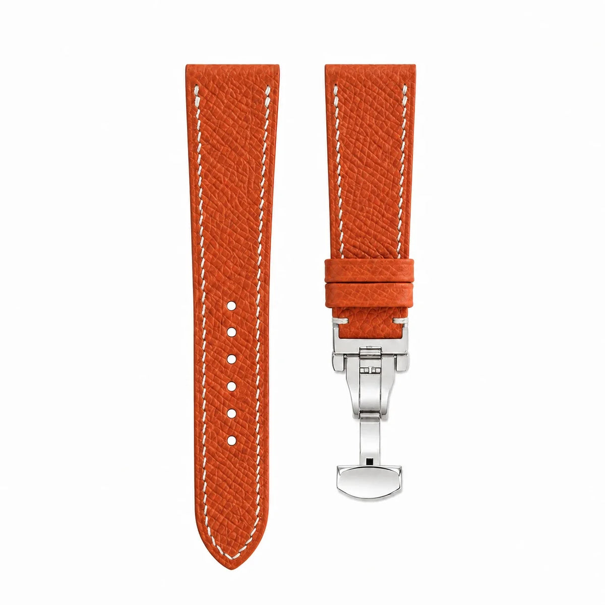 Burnt Orange Epsom Leather Watch Strap - Handmade