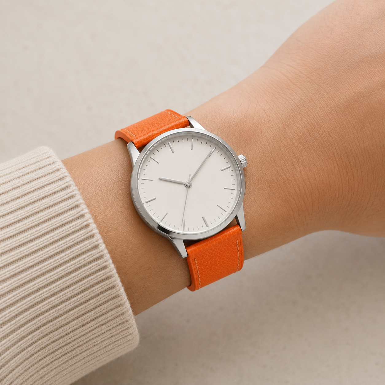 Orange Epsom Leather Watch Strap - Handmade Quick Release Band