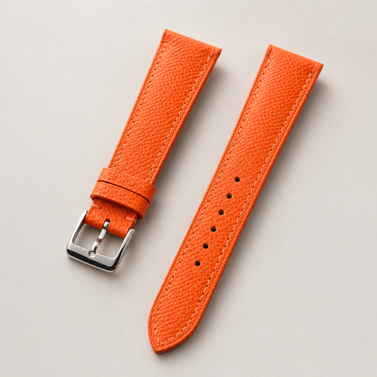 Orange Epsom Leather Watch Strap - Handmade Quick Release Band