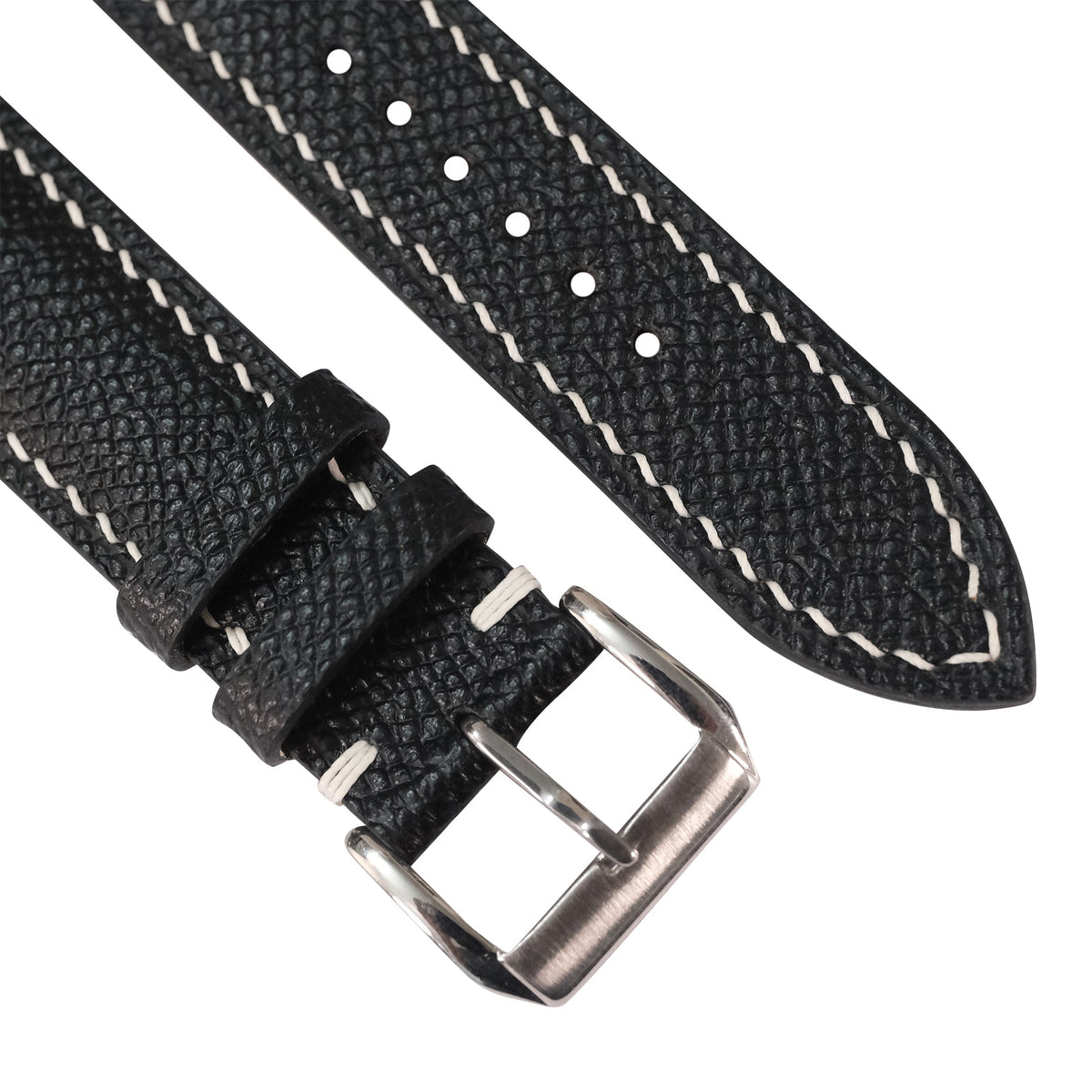 Black Epsom Leather Watch Strap - Handmade