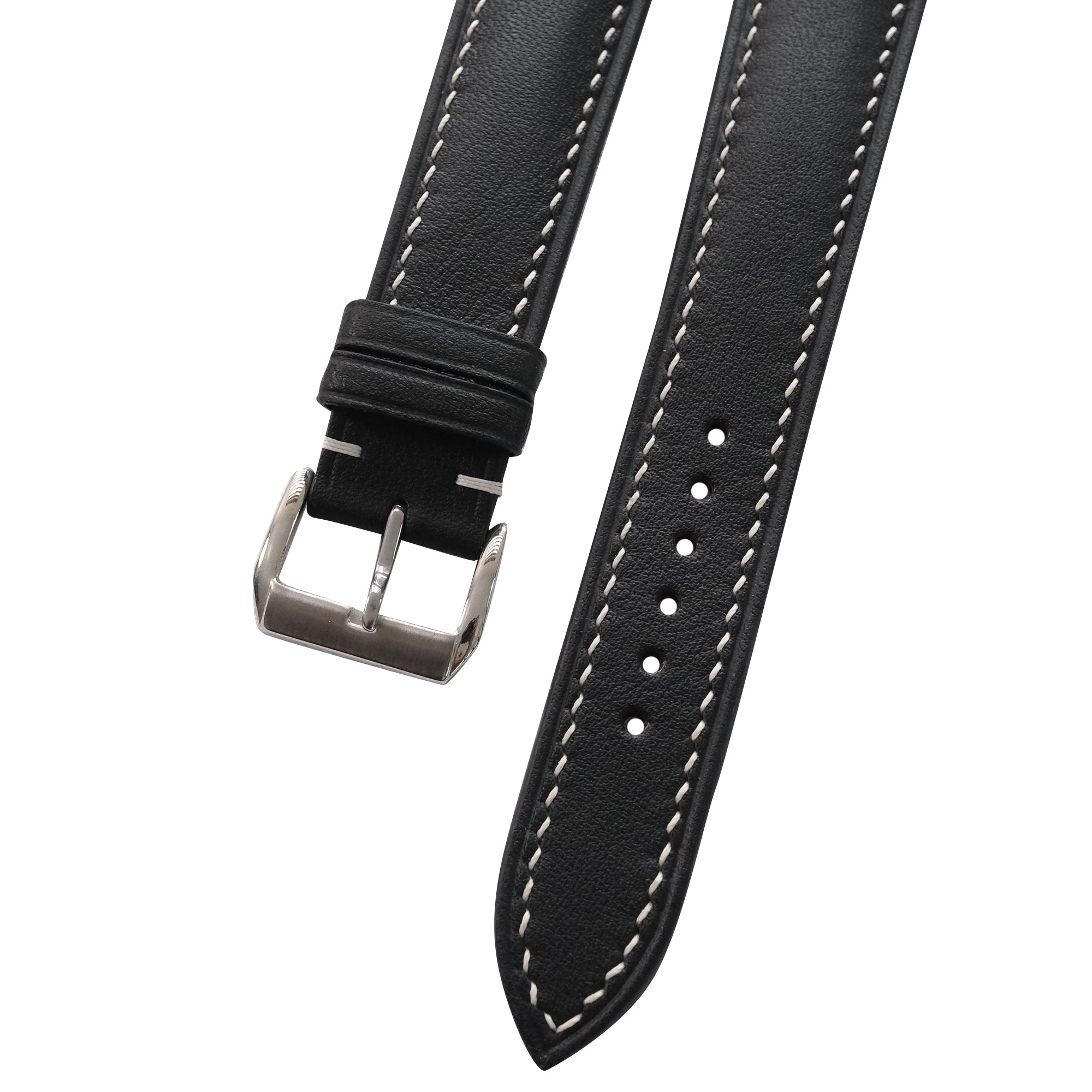 Black Swift Leather Watch Strap - Handmade Quick Release Band