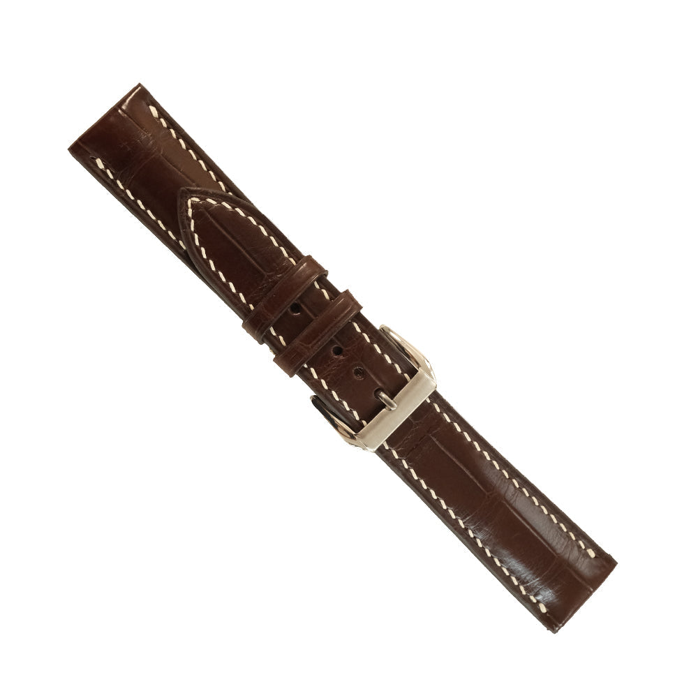 Brown Alligator Leather Watch Strap - Handmade
