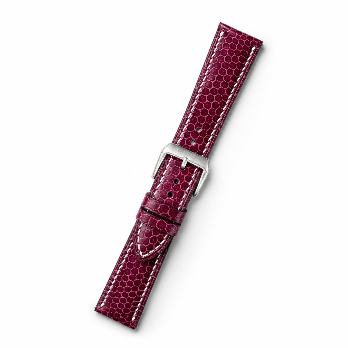 Burgundy Oxblood Sea Snake Leather Watch Strap - Handmade