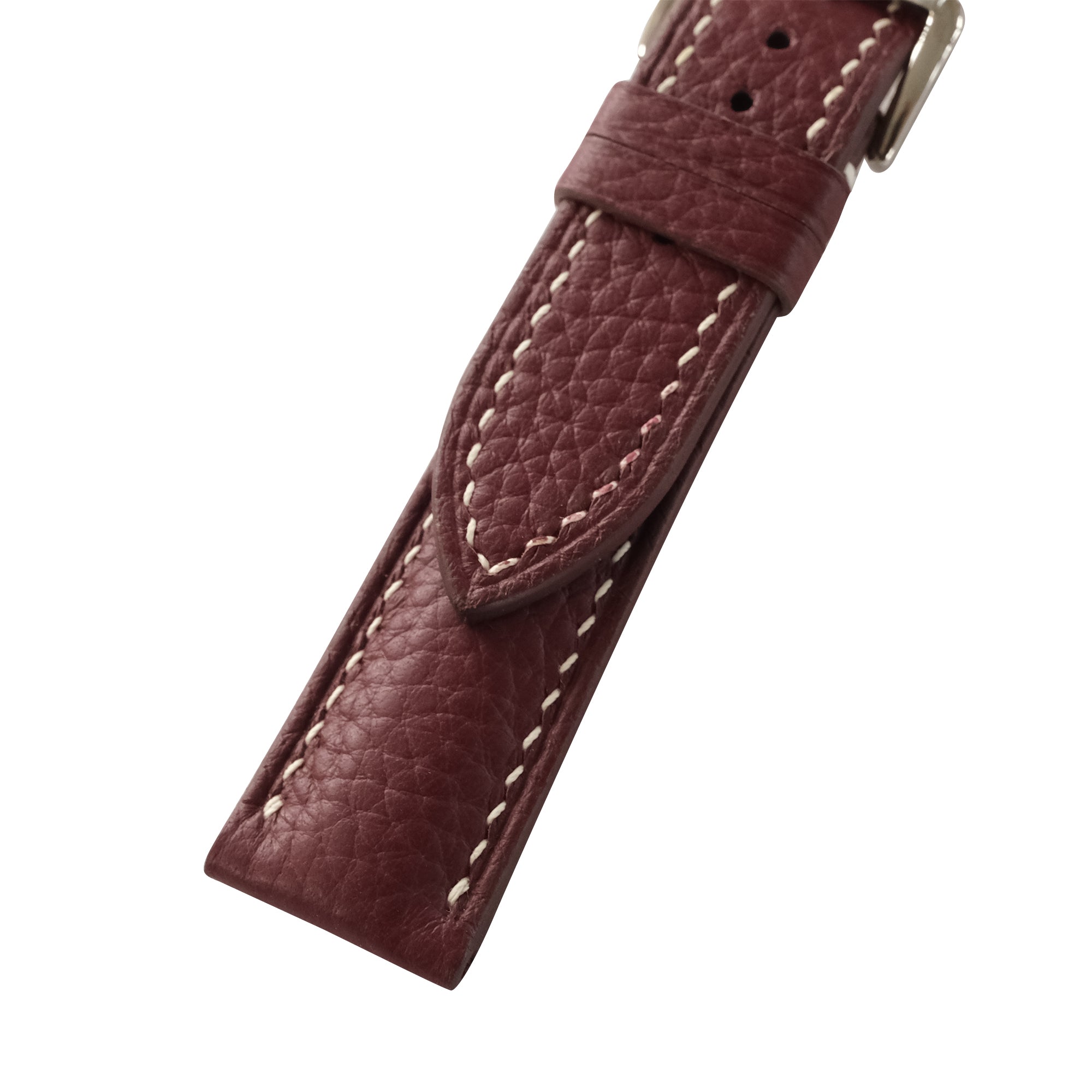 Burgundy Togo Leather Watch Strap - Handmade Quick Release Band