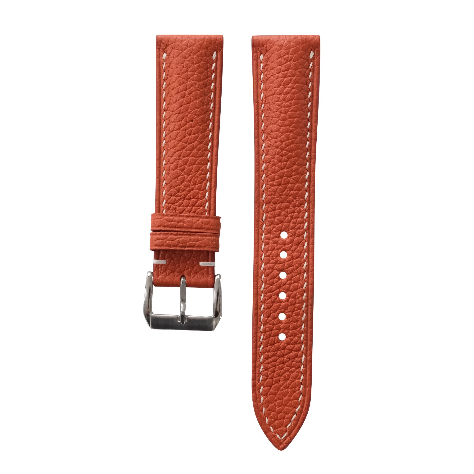 Burnt Orange Togo Leather Watch Strap - Handmade Quick Release Band