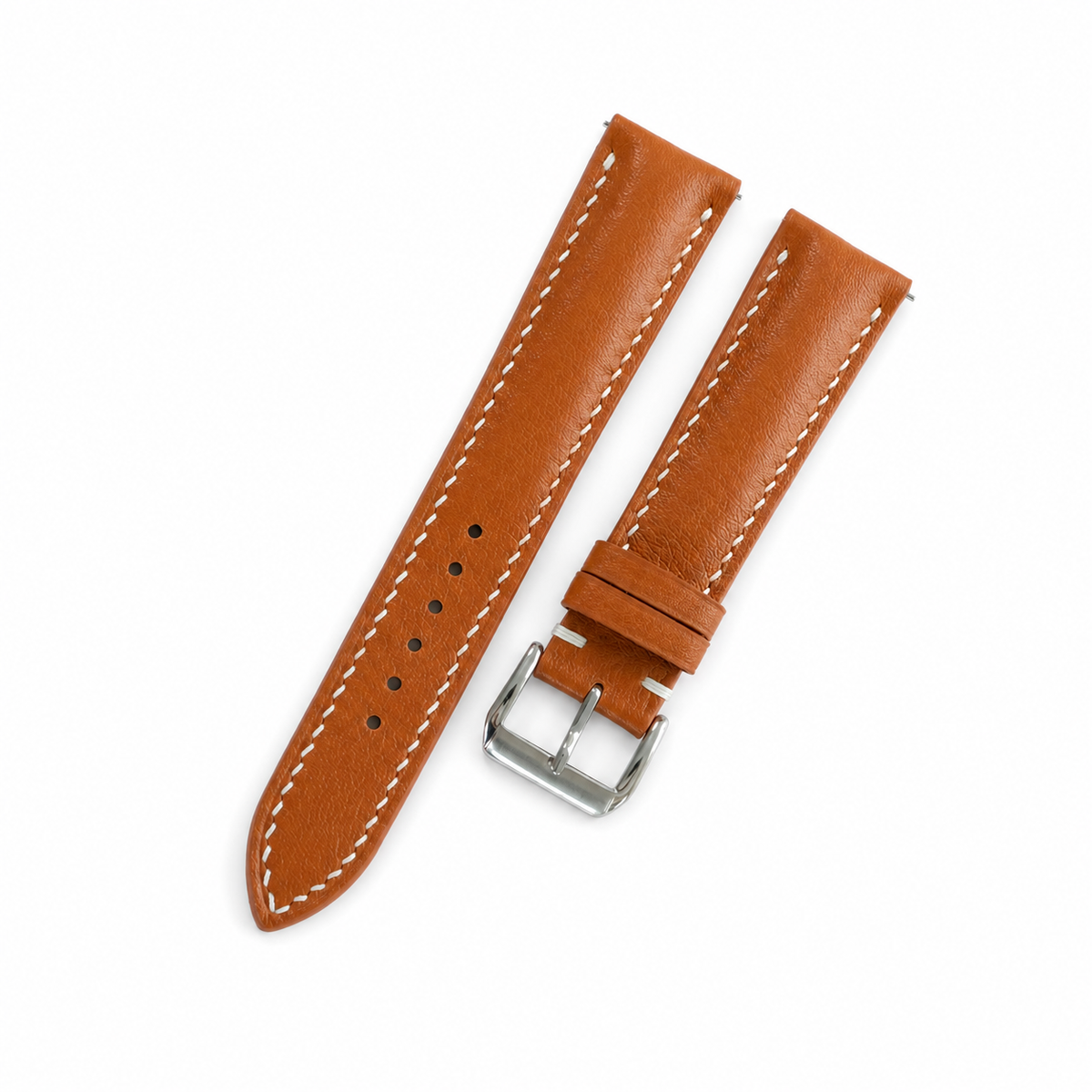 Cognac Brown Swift Leather Watch Strap - Handmade