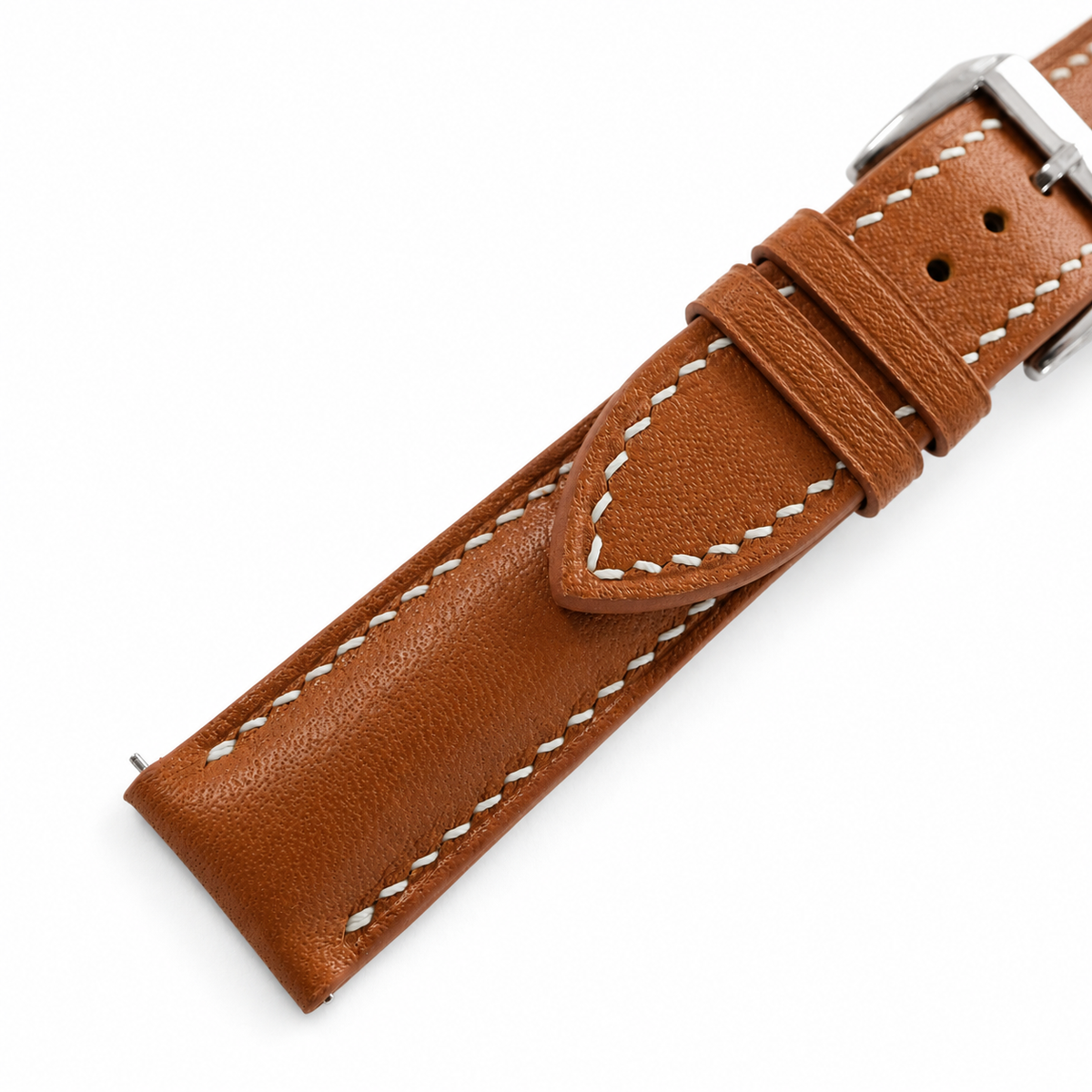 Cognac Brown Swift Leather Watch Strap - Handmade
