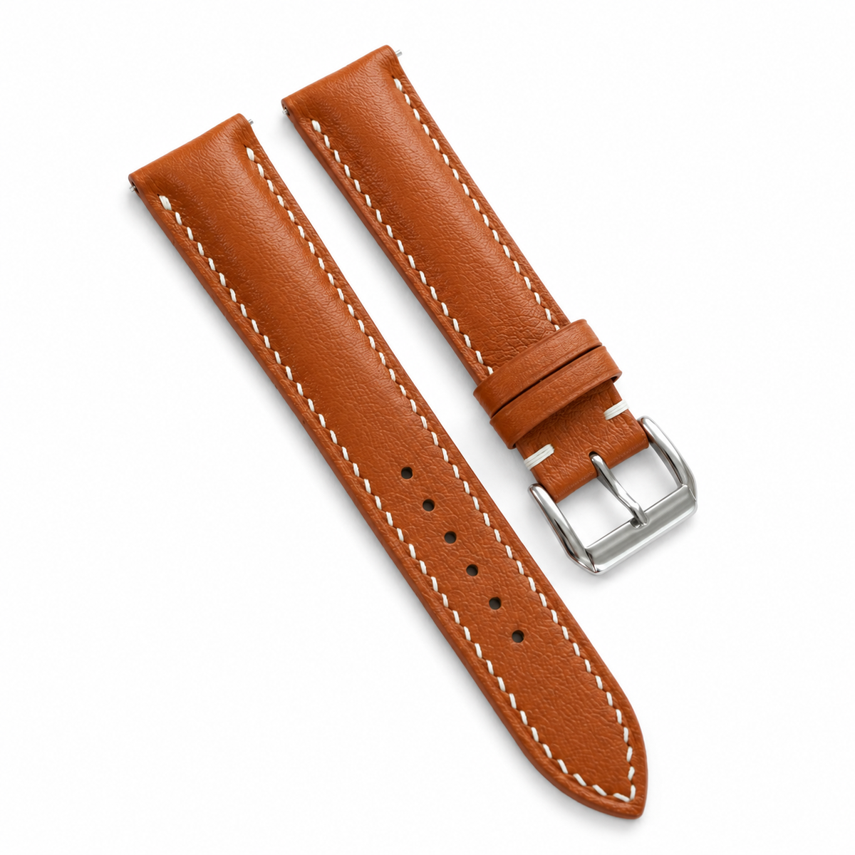 Cognac Brown Swift Leather Watch Strap - Handmade