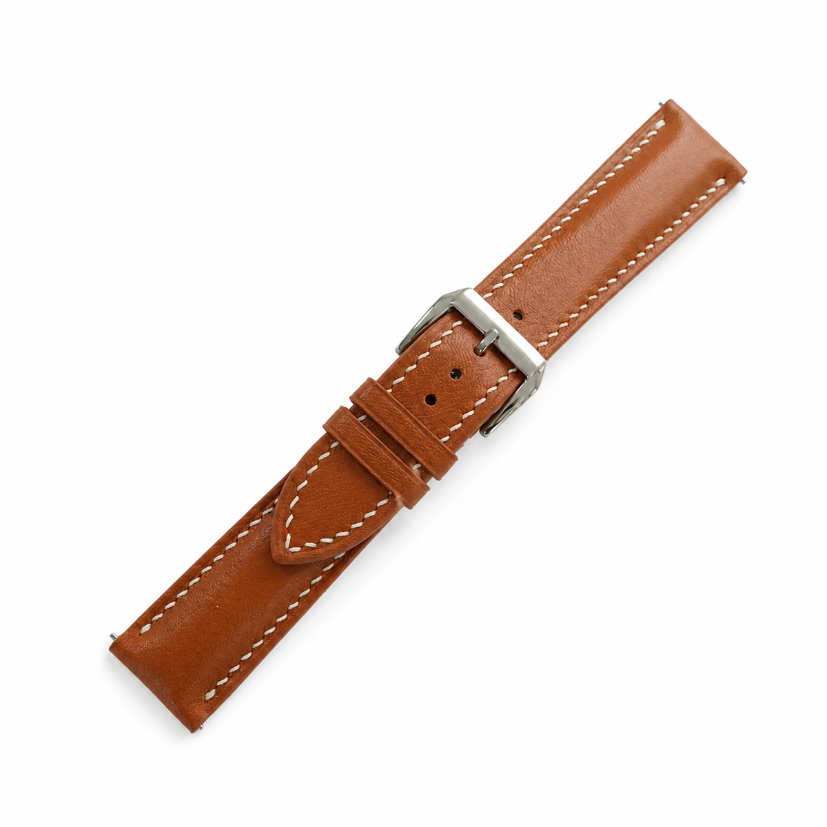 Cognac Brown Swift Leather Watch Strap - Handmade