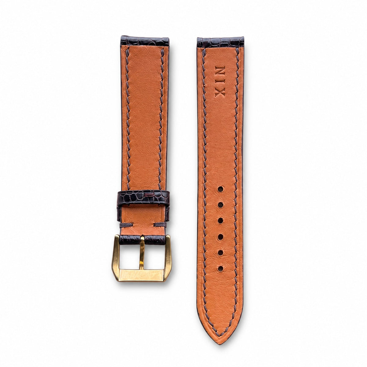 Dark Brown Lizard Leather Watch Strap - Handmade