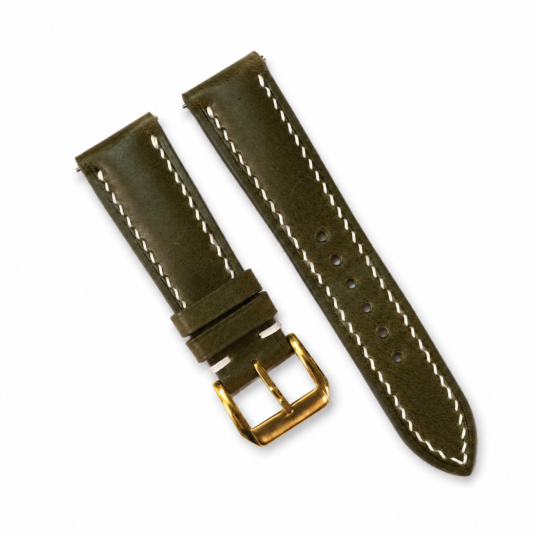 Deep Olive Green Swift Leather Watch Strap - Handmade
