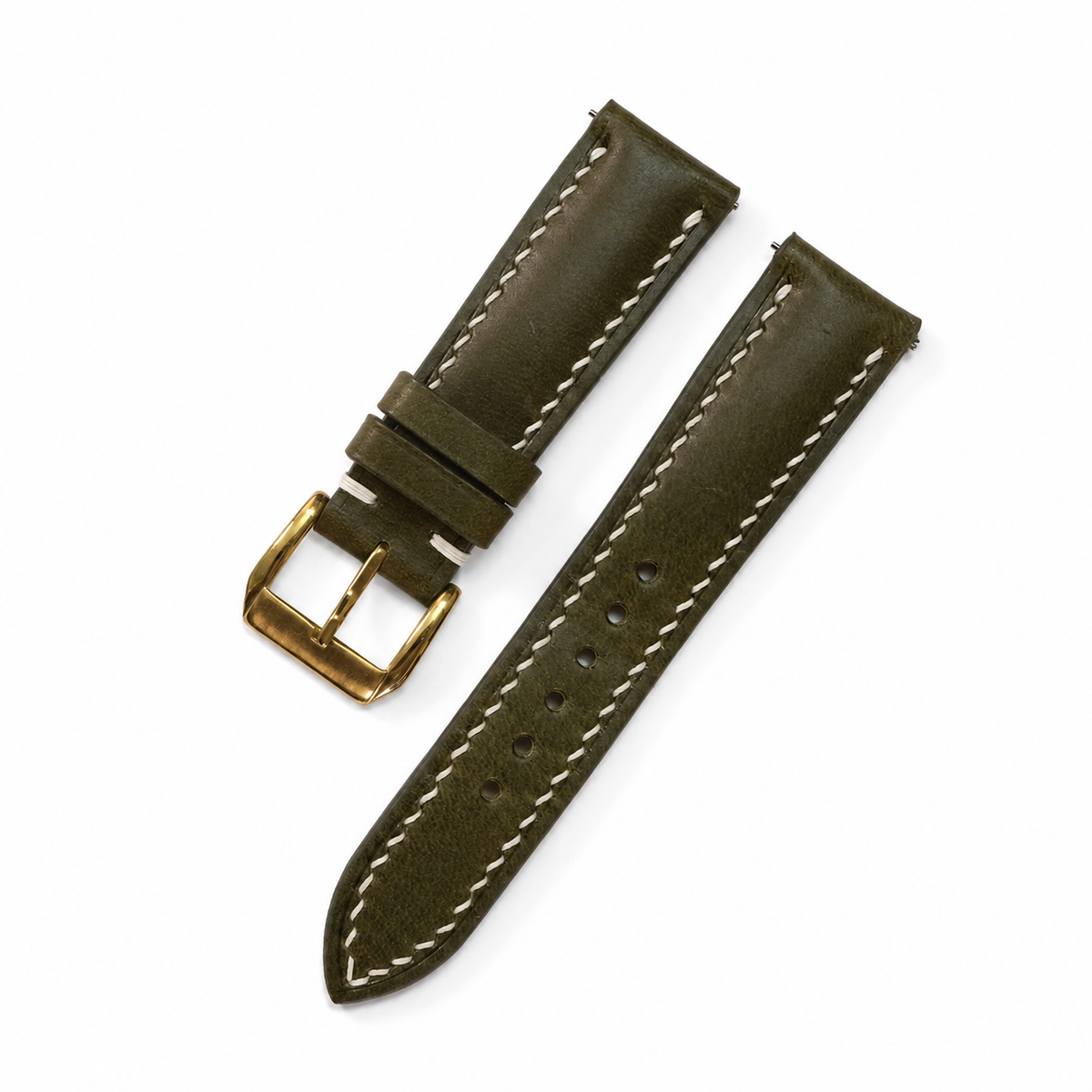 Deep Olive Green Swift Leather Watch Strap - Handmade