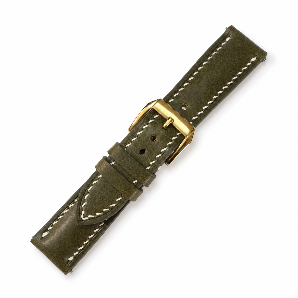 Deep Olive Green Swift Leather Watch Strap - Handmade