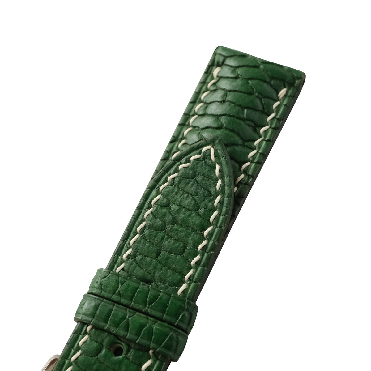 Green Beaver Tail Leather Watch Strap - Handmade