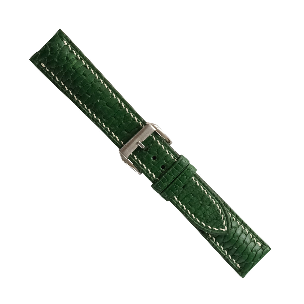 Green Beaver Tail Leather Watch Strap - Handmade