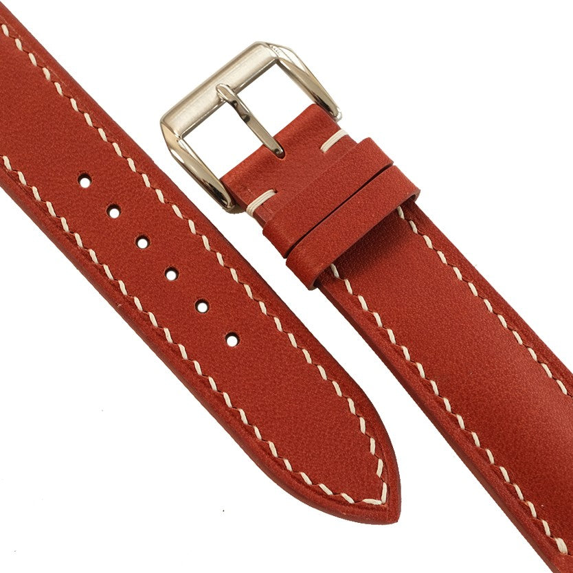 Scarlet Red Swift Leather Watch Strap - Handmade