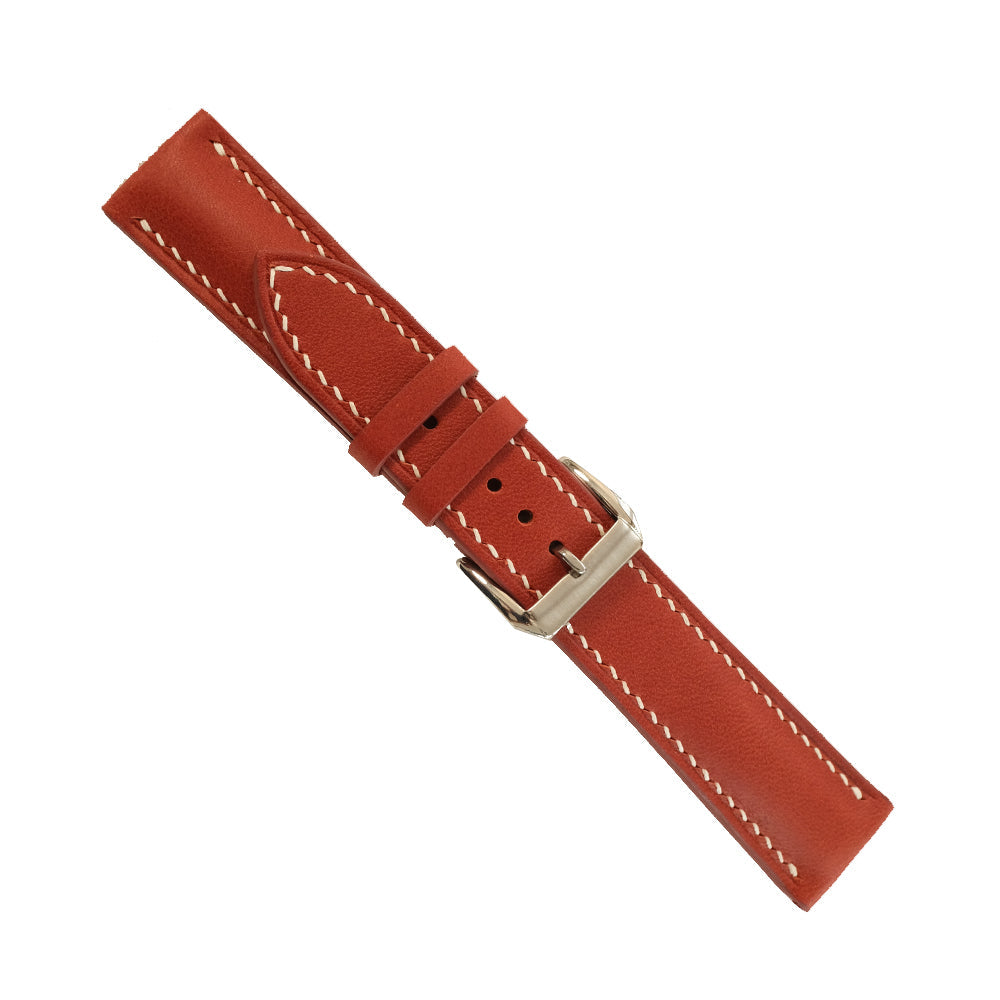 Scarlet Red Swift Leather Watch Strap - Handmade