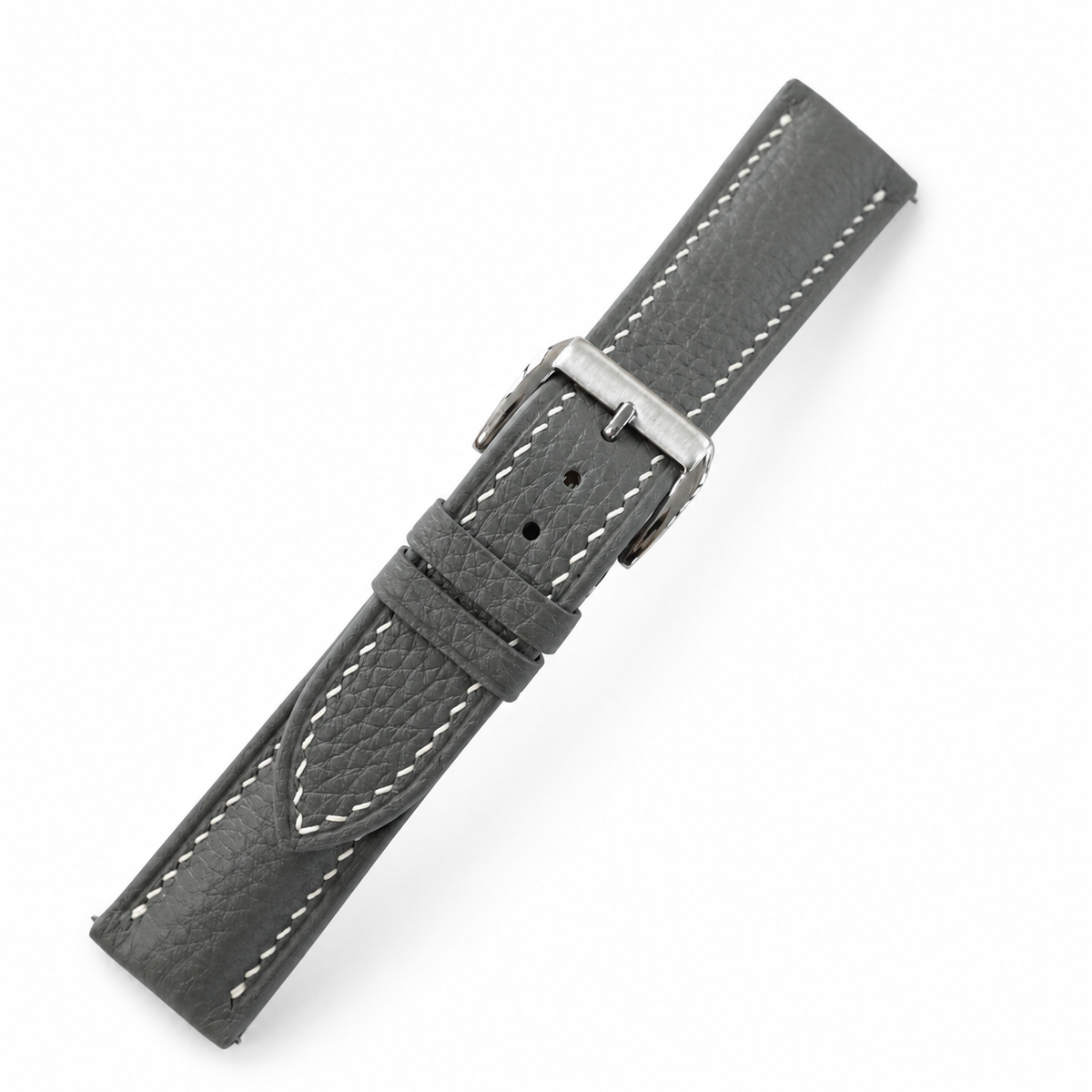 Stone Gray Togo Leather Watch Strap - Handmade