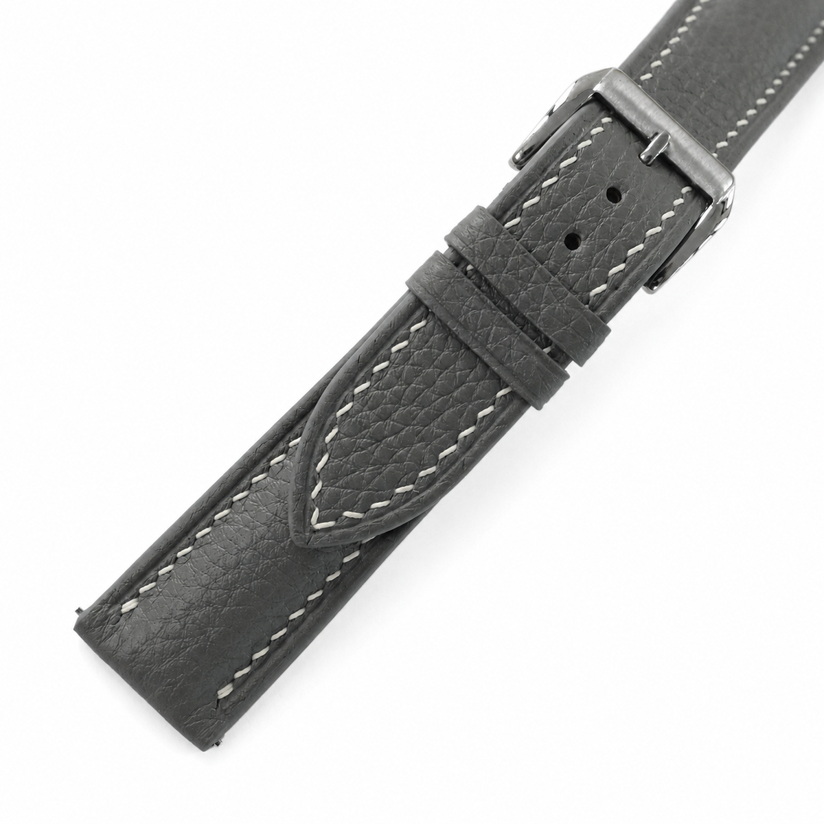 Stone Gray Togo Leather Watch Strap - Handmade