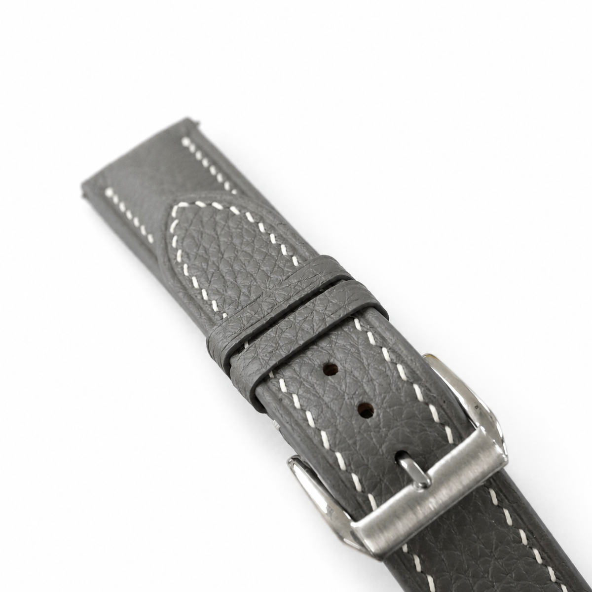 Stone Gray Togo Leather Watch Strap - Handmade
