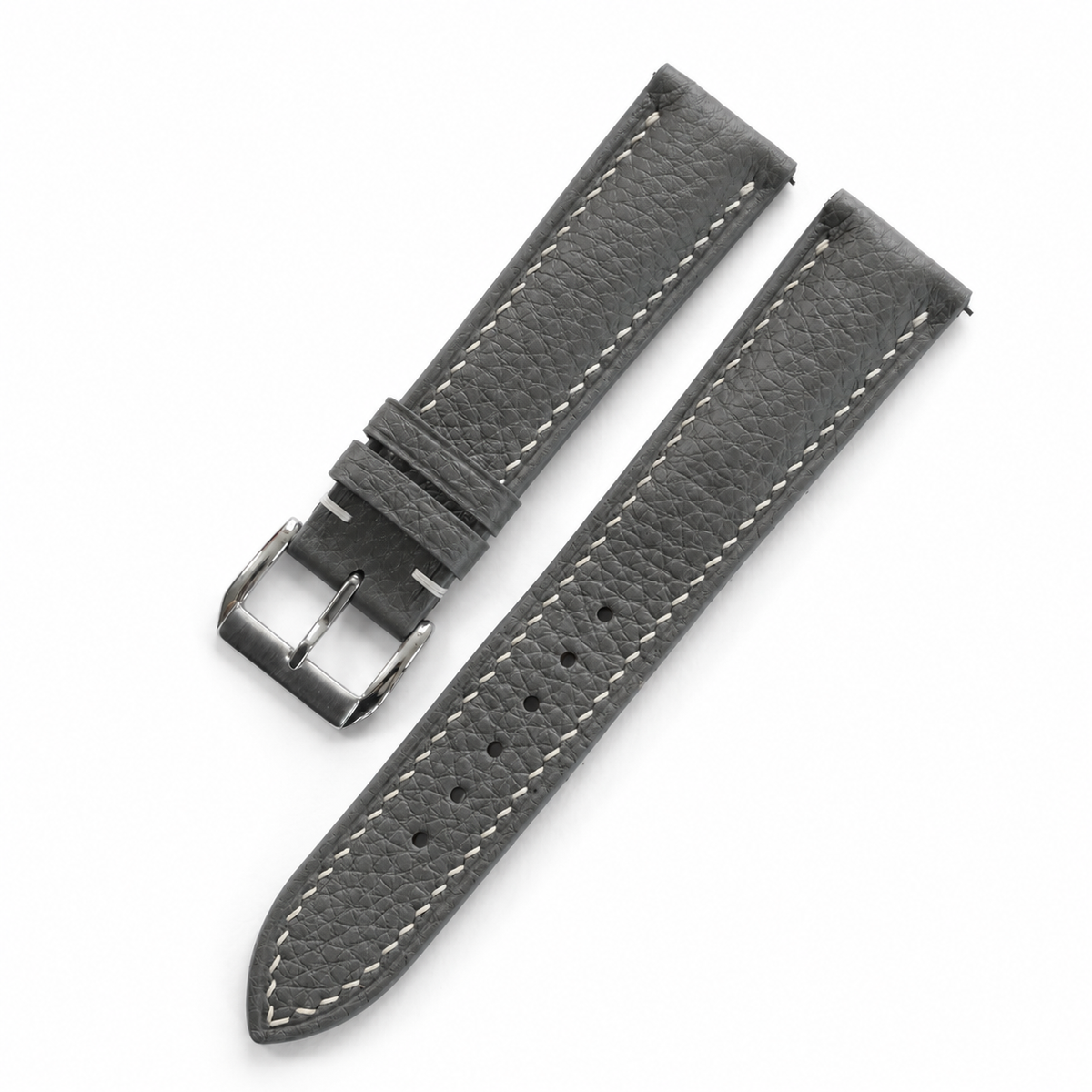 Stone Gray Togo Leather Watch Strap - Handmade