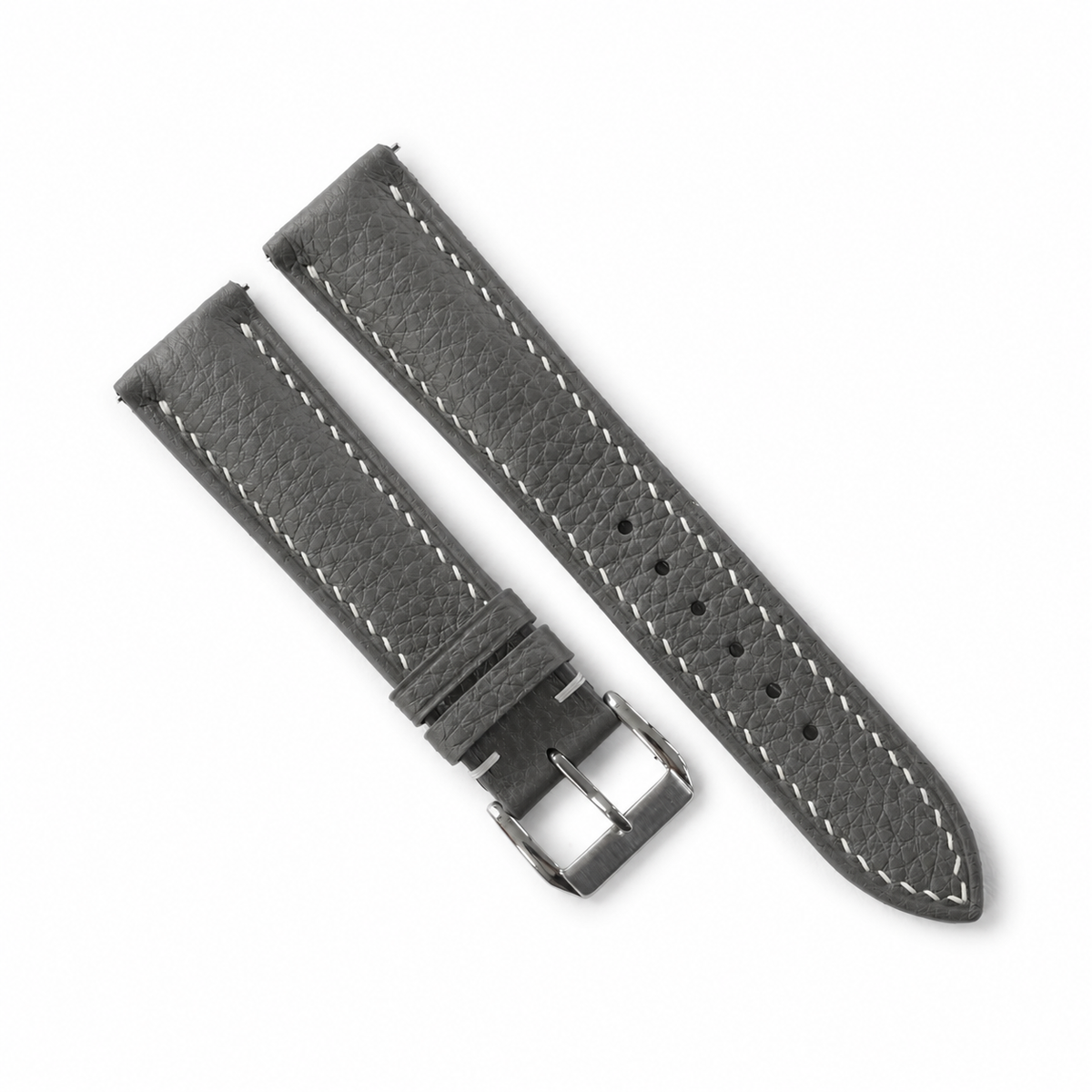 Stone Gray Togo Leather Watch Strap - Handmade