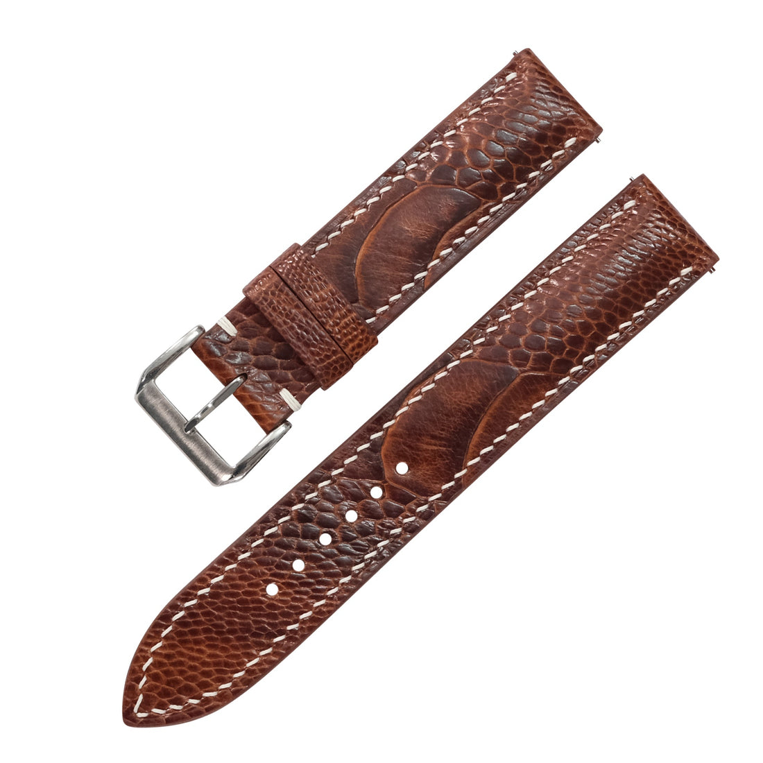 Chestnut Brown Ostrich Leather Watch Strap - Handmade