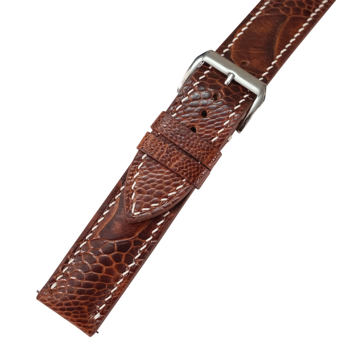 Chestnut Brown Ostrich Leather Watch Strap - Handmade