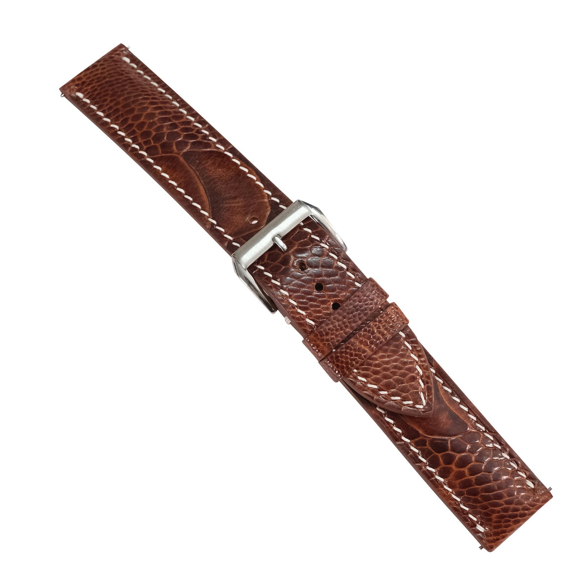 Chestnut Brown Ostrich Leather Watch Strap - Handmade