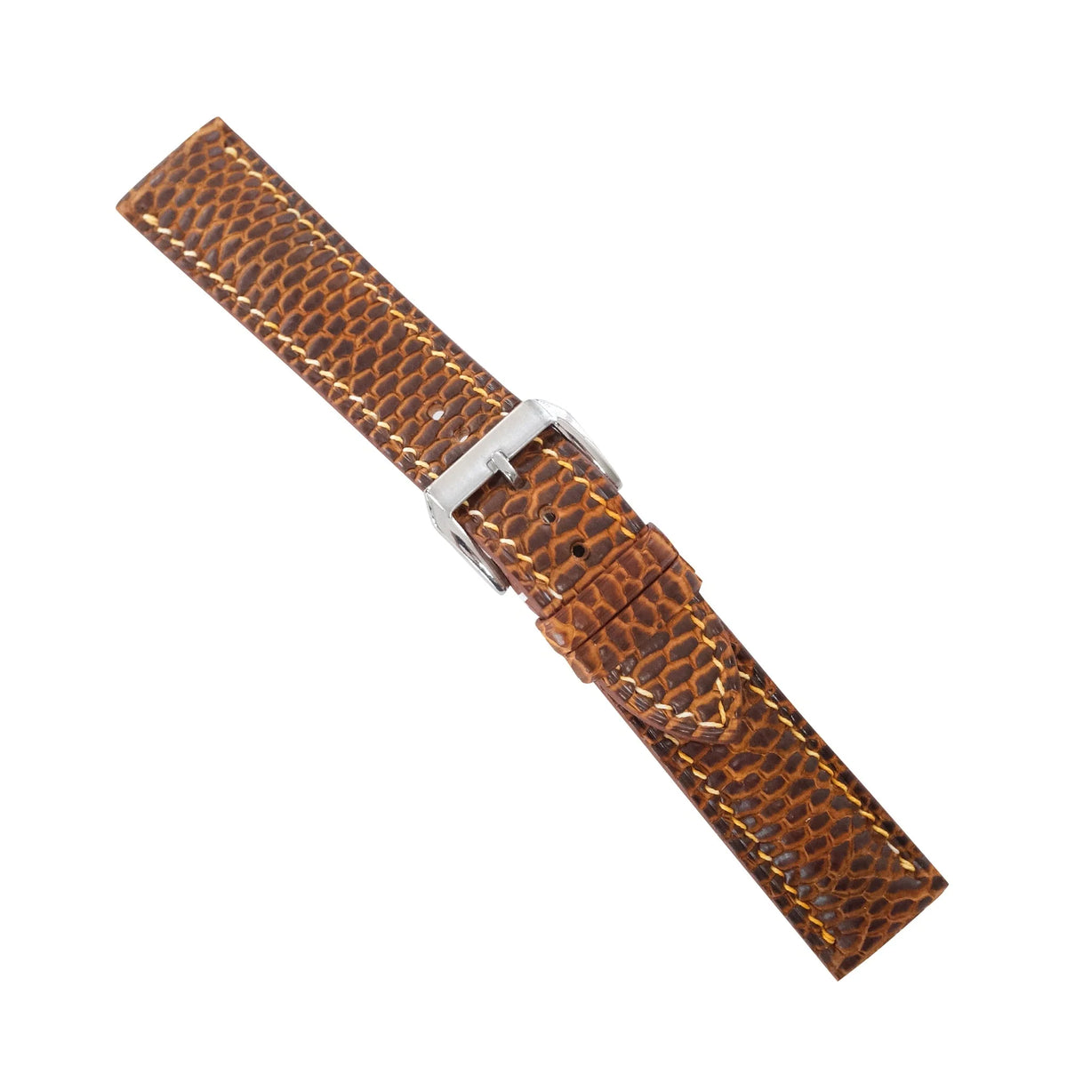 Antique Cognac Beaver Tail Leather Watch Strap - Handmade