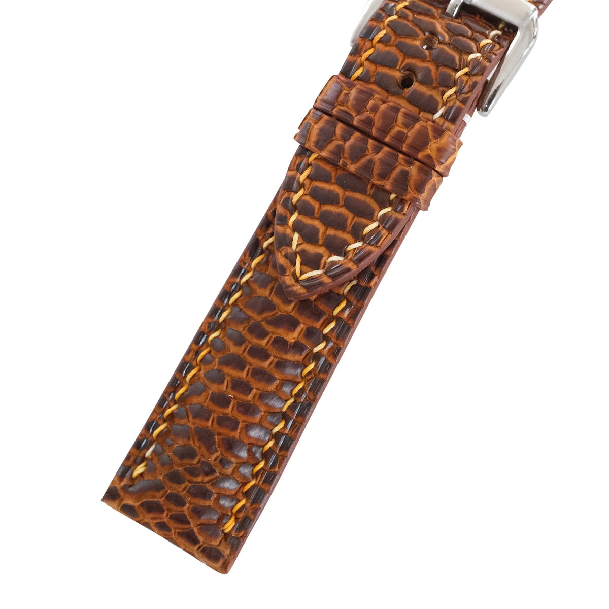 Antique Cognac Beaver Tail Leather Watch Strap - Handmade