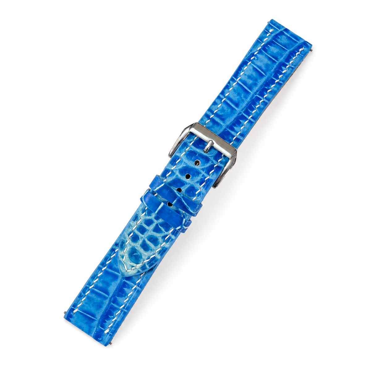 Aqua Blue Alligator Leather Watch Strap - Handmade