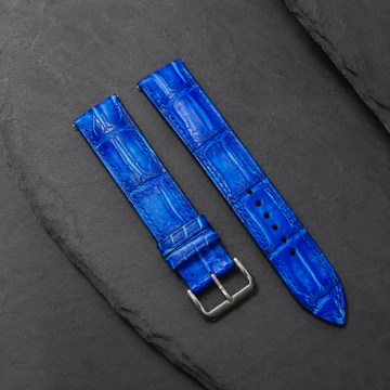 Blue Patina Alligator Leather Watch Strap - Handmade Quick Release Band