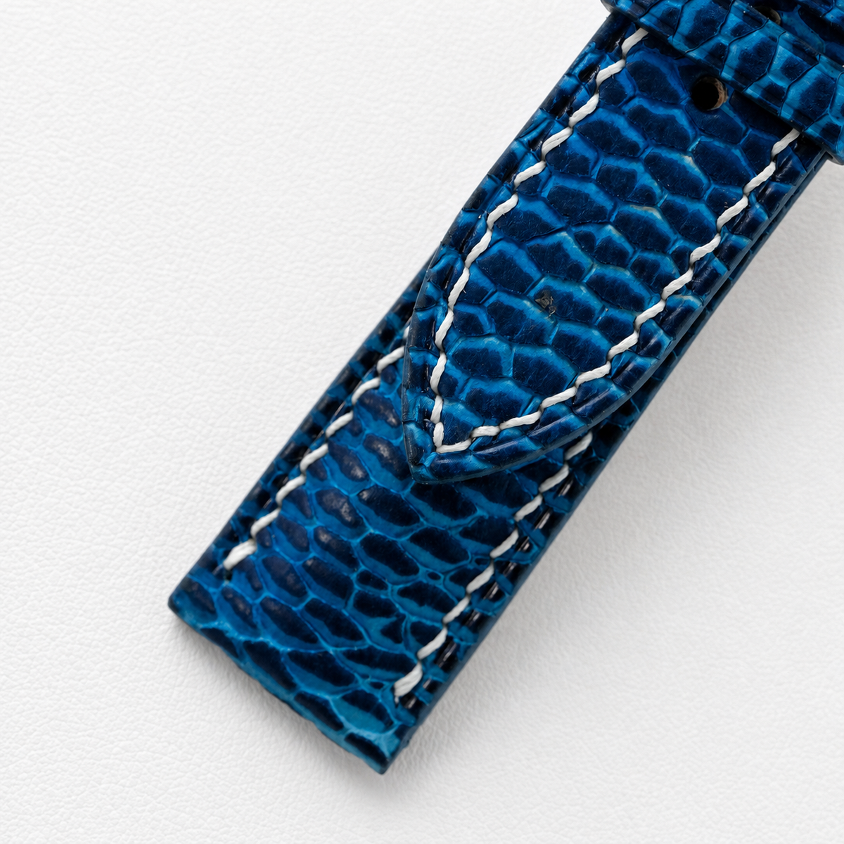 Blue Beaver Tail Leather Watch Strap - Handmade