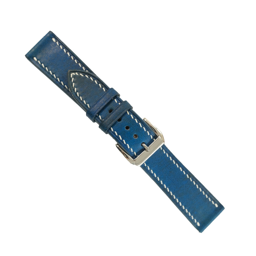 Blue Patina Leather Watch Strap - Handmade