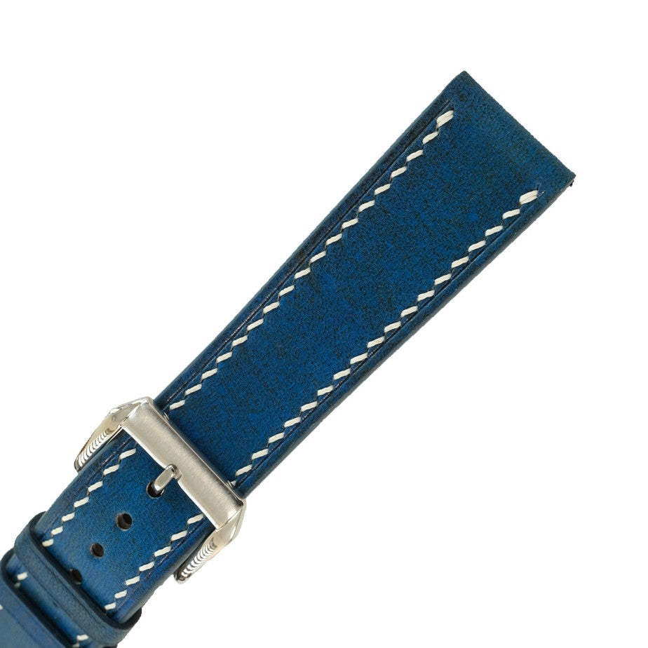 Blue Patina Leather Watch Strap - Handmade